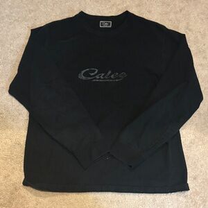 CALEE Black Crewneck Sweatshirt with Logo Patch